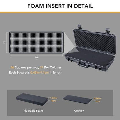 Lykus HC-5011 Waterproof Hard Case with Foam, Inner Size 19.96*7.36*2.95in - size: HC-5011