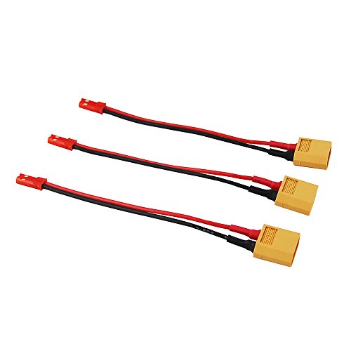3pcs Male XT60 to Male JST Connector Adapter 3.93inch Heavy Duty 20awg Wire Charger Phantom(Pack of 3)