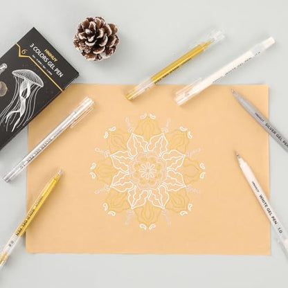 White Gel Pens, 0.8mm,1.0mm Fine Point Opaque Archival Ink Pens - color: Multicolor