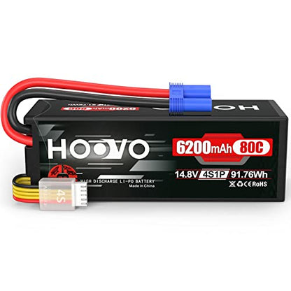 HOOVO 4S 14.8V 80C 6200mAh RC Lipo Battery Hard Case with EC5 Connector