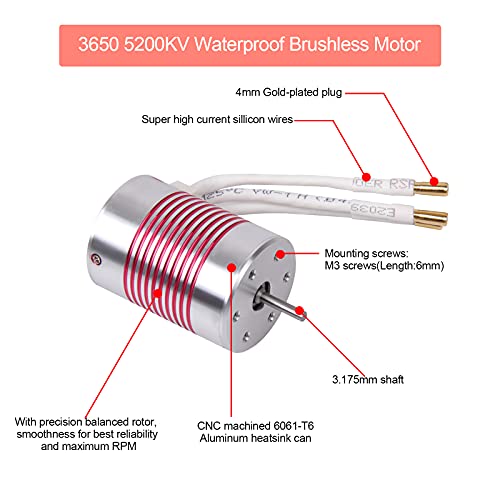RC Car 1:10 Scale 3650 5200KV Brushless Motor & 120A ESC & Programming Card - color: Red（motor+120A esc+programmer)