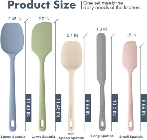 ChefAide 5 Pieces Silicone Spatulas Set, Heat Resistant Rubber Spatula - color: Candy, size: 5 pieces