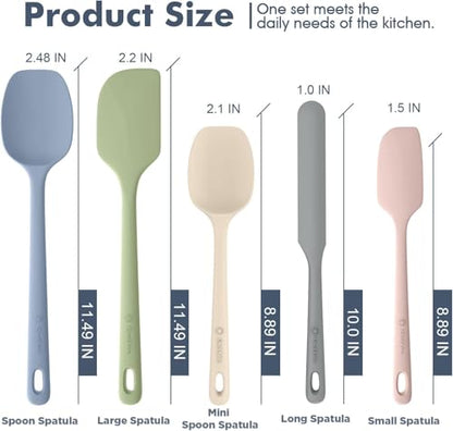 ChefAide 5 Pieces Silicone Spatulas Set, Heat Resistant Rubber Spatula - color: Candy, size: 5 pieces