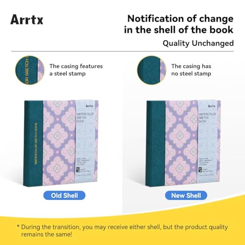 Arrtx Square Watercolor Sketchbook, 5.47" Cold Press - size: 5.47x5.47''