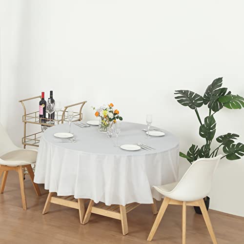 Evershine 3X Thicker Heavy Duty Plastic Table Covers Round Tablecloth, Disposable Tablecloth 12 Pack Round 84" White - color: White, size: 12 PACK Round 84"