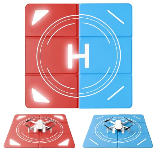 Night Reflective Drone Landing Pad, Foldable Quick-Fold Heavy-Duty Double-Sided Launch Pad (25 inch), Waterproof and Dirt-Resistant Portable, Drone Accessory - Blue/Red - color: Blue/Red-25inch