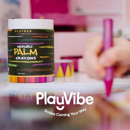 PLAYVIBE Jumbo Crayons, 18 Colors for Preschool Supplies, Washable Crayons