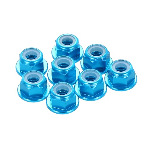 MECCANIXITY 8 Pcs M4 Flange Lock Nuts, Aluminum Nylon Locking Nuts, M4 x 0.7mm Hex Locking Serrated Nuts for RC Drone Quadcopter Motor Prop Adapter Fasteners, Light Blue - color: Light Blue, size: M4x0.7mm