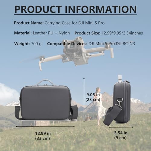 Mini 5 Pro Case-Portable Hard Shell Travel Carrying case for DJI Mini 5 Pro Fly More Combo and Accessories