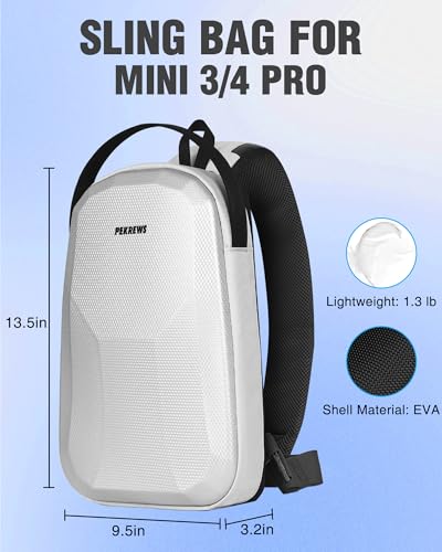 PEKREWS Crossbody Case for DJI Mini 3/4 Pro, RC 2/RC-N3/N2/N1 Controller - color: Silver Grey