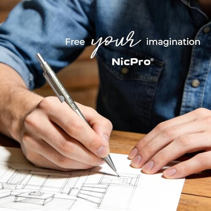 Nicpro 8 Pack Mechanical Pencil 0.7mm, MB1000 Metal Mechanical Pencil Set - style: 8 Pack （0.7mm）