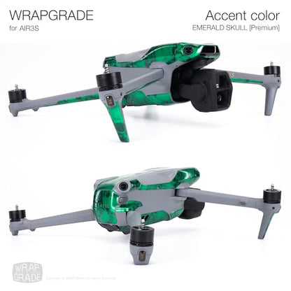WRAPGRADE Skin Sticker for DJI Air 3S Accent Color Sticker (Emerald Skull) - color: Emerald Skull