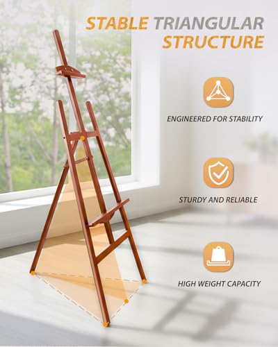 Pine Wood A-Frame Art Easel Stand,Foldable Wooden Easel for Painting,Walnut - style: Walnut