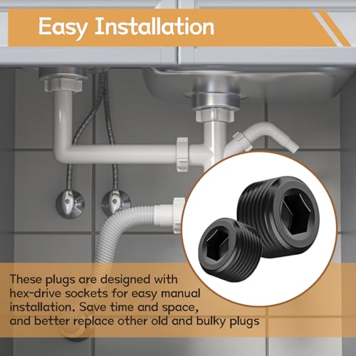 65PCS 6 Size 1/16" 1/8" 1/4" 3/8" 1/2" 3/4" NPT Pipe Fittings, Black Carbon Steel Pipe Plug Socket Set DD032-65 - size: 65PCS