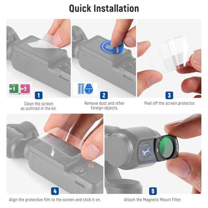 NEEWER Magnetic CPL Filter Compatible with DJI Osmo Pocket 3 / Pocket 4 / Xtra Muse, Circular Polarizer Filter Action Camera Accessories Kit with 2 Screen Protectors - style: CPL