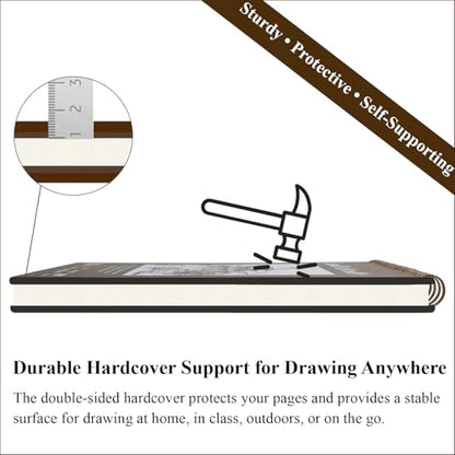 Fuxi Sketch Book 8.5x11, Top Spiral-Bound Sketchbook, 100Sheets_68lb/100gsm - color: Brown, size: 11" x 8.5" (Pack of 1)