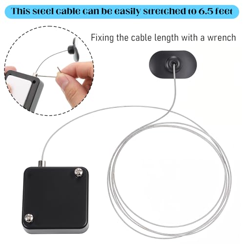 6Pcs Remote Control Tether Cord and Holder 6.5 Ft Retractable Security Cable Lock with Double Sided Adhesive and Screws, Adjustable Cable Leash Length Rope Lanyard Lock for TV Tablets Showroom