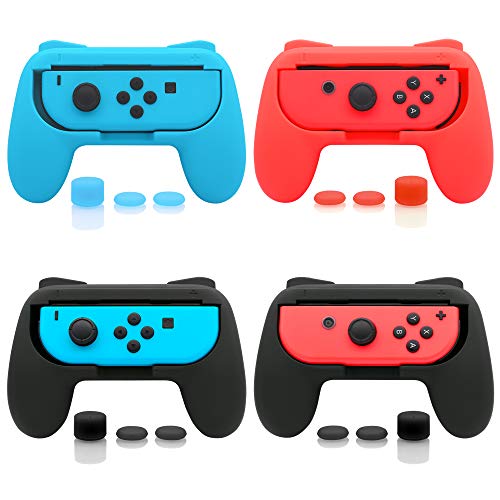 FASTSNAIL Switch Controller Grips for Nintendo Switch for JoyCons - 4 Packs - color: Black, Blue, Red, size: Switch 1 6.3inch