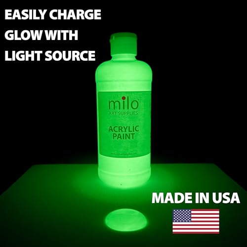 milo Glow in the Dark Acrylic Paint, Clear Phosphorescent Glow, 16oz Bottle - style: Glow in the Dark 16 oz