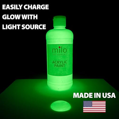 milo Glow in the Dark Acrylic Paint, Clear Phosphorescent Glow, 16oz Bottle - style: Glow in the Dark 16 oz
