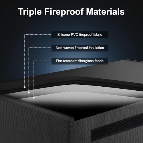12V 200Ah LiFePO4 Lithium Battery Fireproof Safe Bag, Large Capacity Explosion-proof Lipo Battery Bag for Charging and Storage, Waterproof Box for Documents and Valuables - 22×9×9.5in - size: 22×9×9.5 in