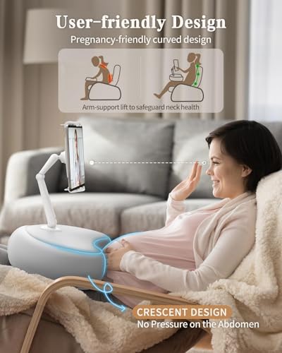 SAIJI Kindle Pillow Stand for Bed – iPad & Tablet Holder (Gray) - color: Gray