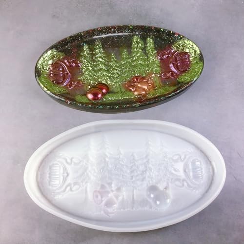 Christmas Oval Tray Home Decoration epoxy Resin Silicone Mold 8933