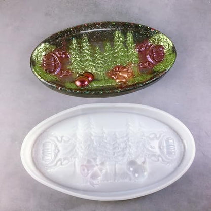 Christmas Oval Tray Home Decoration epoxy Resin Silicone Mold 8933
