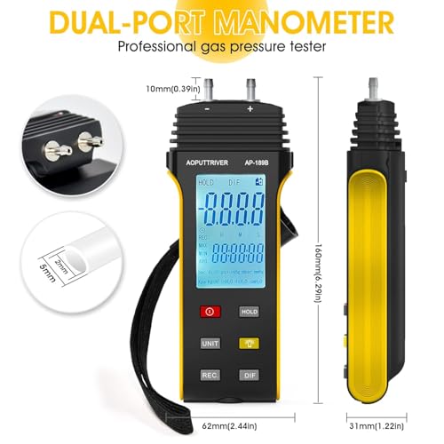 2Packs Pro HVAC Anemometer AP-856A & AP-189B Digital Manometer
