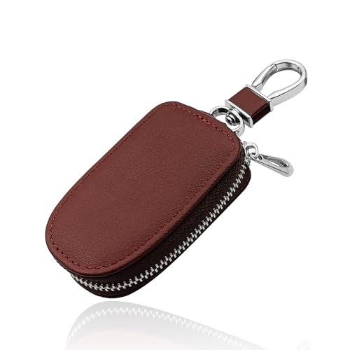 1 PCS Car Remote Control Key Bag, Car Key Fob Cover Case, Built-in Anti-fall Key Storage Pendant, Fits For Cars (Coffee color) - color: Coffee color