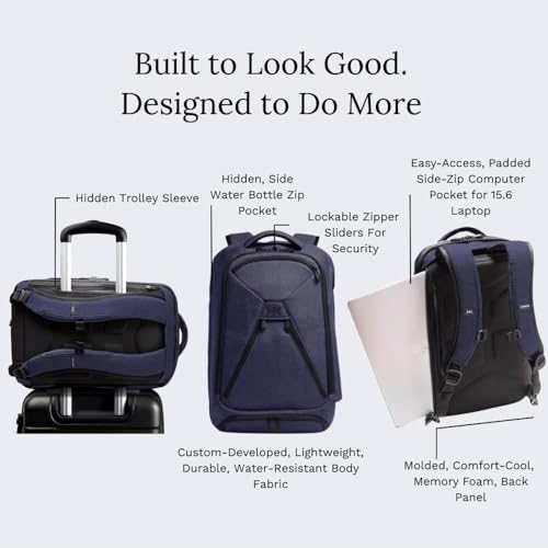 Knack Series 1 Medium Travel Backpack, 15.6-Inch Laptop, Expandable 27-39L - color: Dark Blue, size: Medium