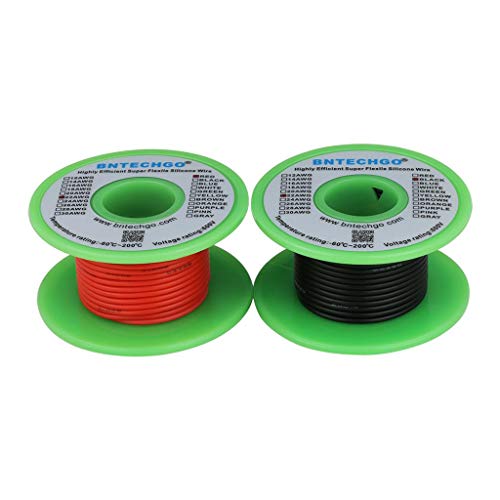 BNTECHGO 22 AWG Silicone Wire Red Black 25ft Stranded Tinned Copper Wire - size: 22 Gauge, 25ft per color