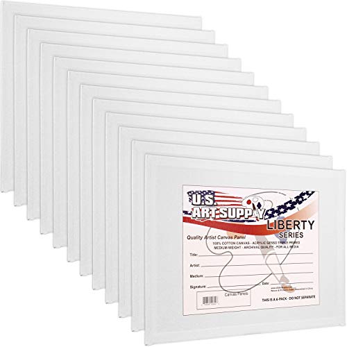 U.S. Art Supply 11 X 14 Inch Art Canvas Board Panels 12 Pack - 8 Ounce - size: 11" x 14"