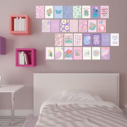 Teling 60 Pcs Wall Collage Kit, Danish Pastel Poster Wall Decor, Pink - color: Pink