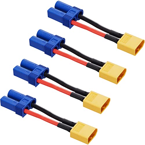 XT60 Male to EC5 Female Connector,XT60-EC5 Extension Cable Adapter - size: XT60 male-EC5 female