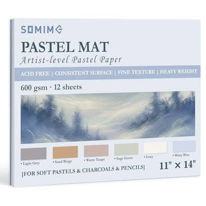 Somime 11x14 600gsm Sanded Pastel Paper Pad, 12 Sheets of 6 Light Colors - size: 11x14 12 sheets