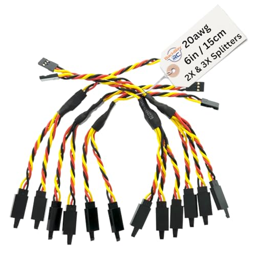 BackBayRC - 6in 20awg Universal Servo 2X / 3X Splitter - 5 Pack - style: 6in 2X & 3X Servo Splitter Bundle