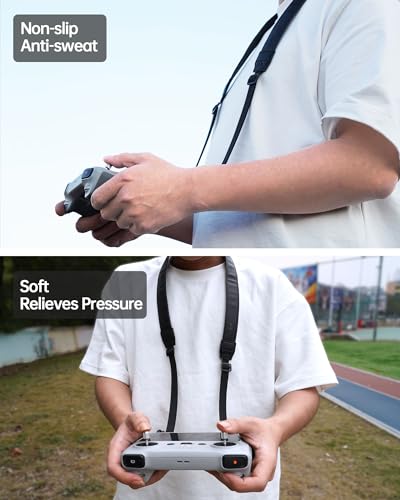LKTOP Screen Protector+Lanyard for DJI 𝗥𝗖/𝗥𝗖𝟮 Remote Controller Accessories, HD Tempered Glass Film 50-63'' Adjustable Neck Strap for DJI Mini 4/3 Series, Mavic 3 Series, Air 3, Air 2S Drone