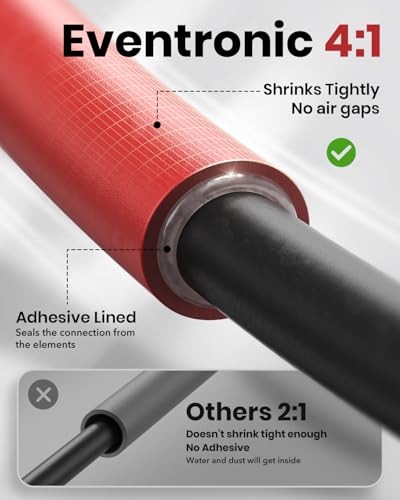 4:1 Heat Shrink Tubing Kit, 500PCS Adhesive Lined Wire Tubing - size: BlackRed