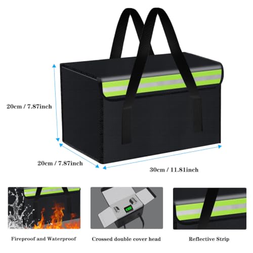 11.81"X7.88"X7.88" Lipo Safe Bag Fireproof Bag for Lipo Battery Pack Storage Charging Transport,Home Office Travel Fireproof Safe Storage for Cash Valuables Jewelry Passport Power bank Lipo Battery - size: 300*200*200mm