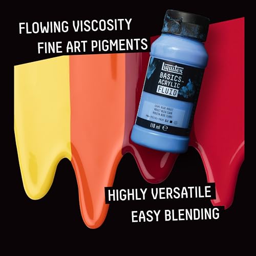Liquitex BASICS Acrylic Fluid Paint, 4-oz Bottle, Fluorescent Blue - color: Fluorescent Blue, style: 118ml (4-oz)