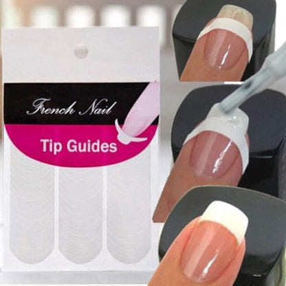 White Nail Art Sticker Set, 240 Pieces French Manicure Edge Guide Tips Form, DIY Stencil Tool for Professional Nail Design