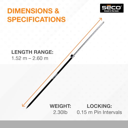 SECO 5129‑52 Carbon Fiber One Section Robotics Prism Pole - 10ths Grad