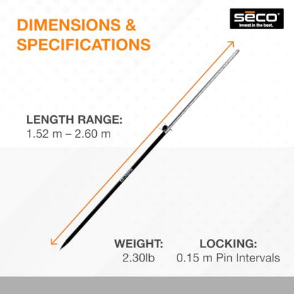 SECO 5129‑52 Carbon Fiber One Section Robotics Prism Pole - 10ths Grad