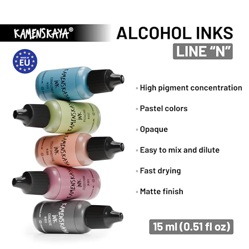 KAMENSKAYA Alcohol Ink Set - 16 Pastel Alcohol Inks, 0.51 fl oz (15 ml) Each