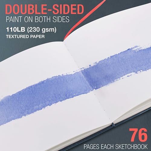 U.S. Art Supply 8.5" x 8.5" Watercolor Book (2 Pack, 76 Sheets Each) - size: 8.5-x-8.5-inch