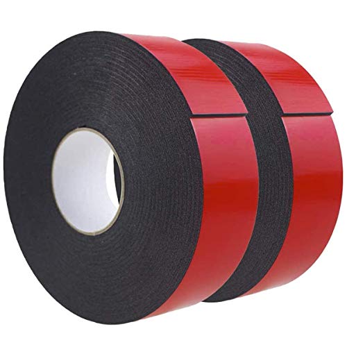 Double Sided Foam Tape 2.36In x 33FT 2 Pack, Mounting Tape Heavy Duty, Strong Adhesive Weatherproof Seal Strips for DIY Craft Picture Poster, Car & Gap Filling Mountings, Home Office Decor (Black) - color: Black, size: 2.36 In x 66 FT
