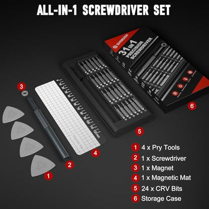 SHARDEN Precision Screwdriver Set for Electronic Repair 31 in 1 - color: 31 in 1 Black