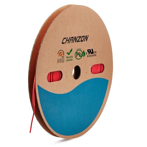 Chanzon 2:1 Ratio - 80Ft Roll - 1/24" (1mm) Heat Shrink Tubing Red - color: Red, size: 1mm (1/24") - 80FT