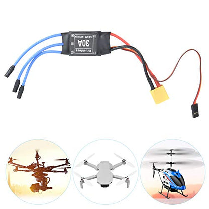 30A Brushless ESC, for 2-3S LiPo, Electronic Speed Controller for RC Drone, Quadcopter and FPV Racing, DIY Aircraft